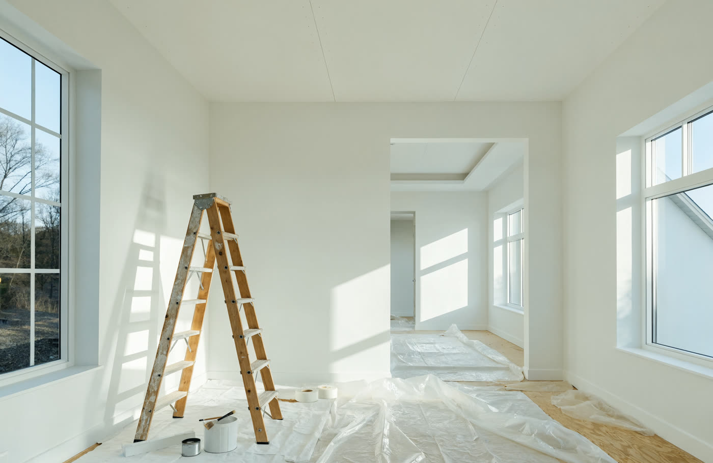 New construction interior being painted